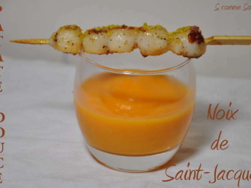 Verrine crème de patates douces, brochette de St Jacques snackées - photo 2