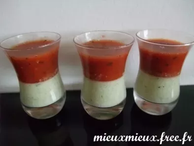 Verrine de mousse concombre chèvre et tomate basilic