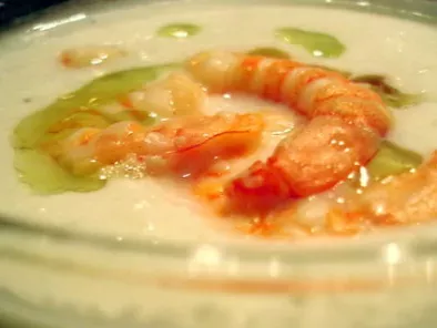 Verrine de velouté oignons blancs - lait de coco - crevettes - combaya - photo 2