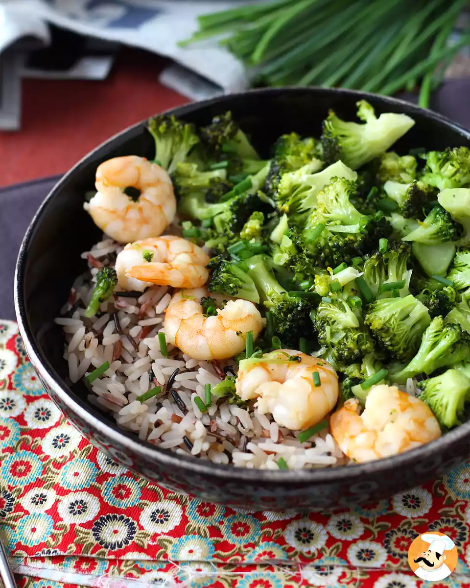4. Riz brun au brocoli et aux crevettes