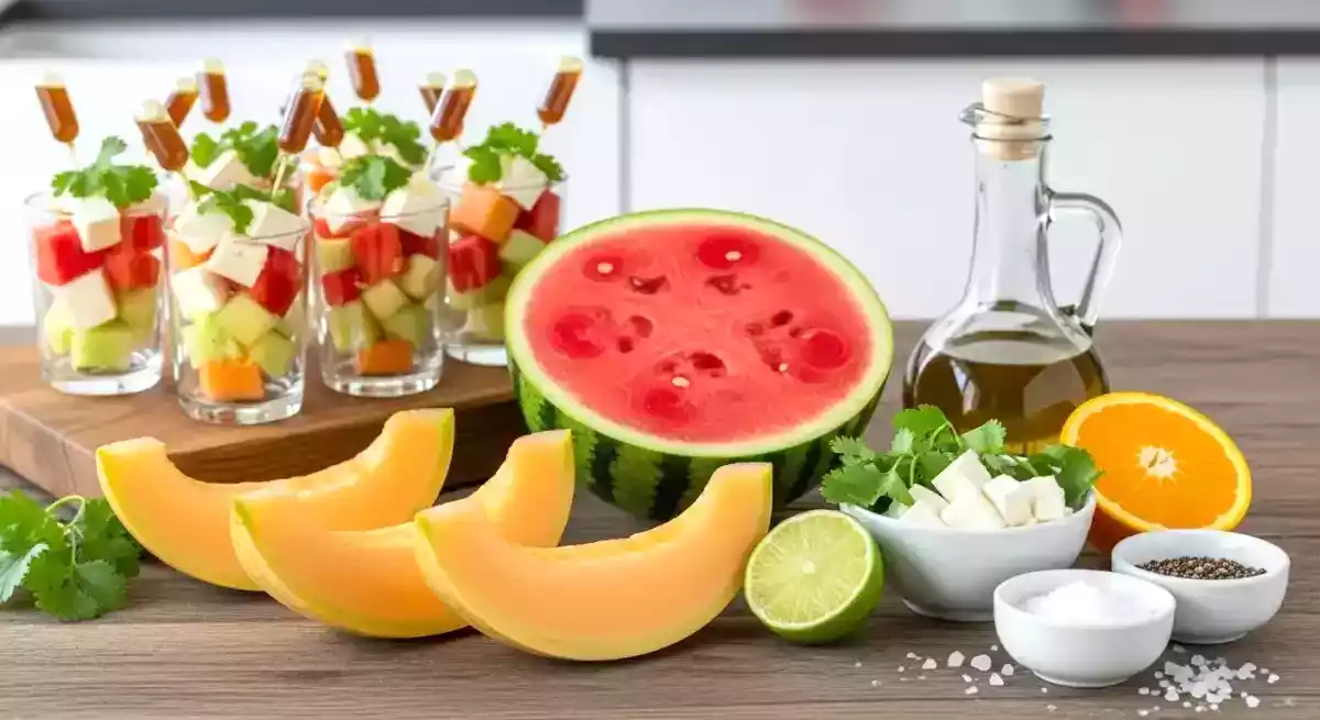 Cette salade fraîcheur melon, pastèque & fêta est le combo ultra frais de l’été noté 4, 8/5 sur Ptitchef