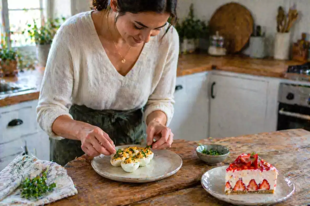 Menu du jour du 29 avril : Un repas savoureux : oeufs mimosa, porc au caramel et bavarois léger