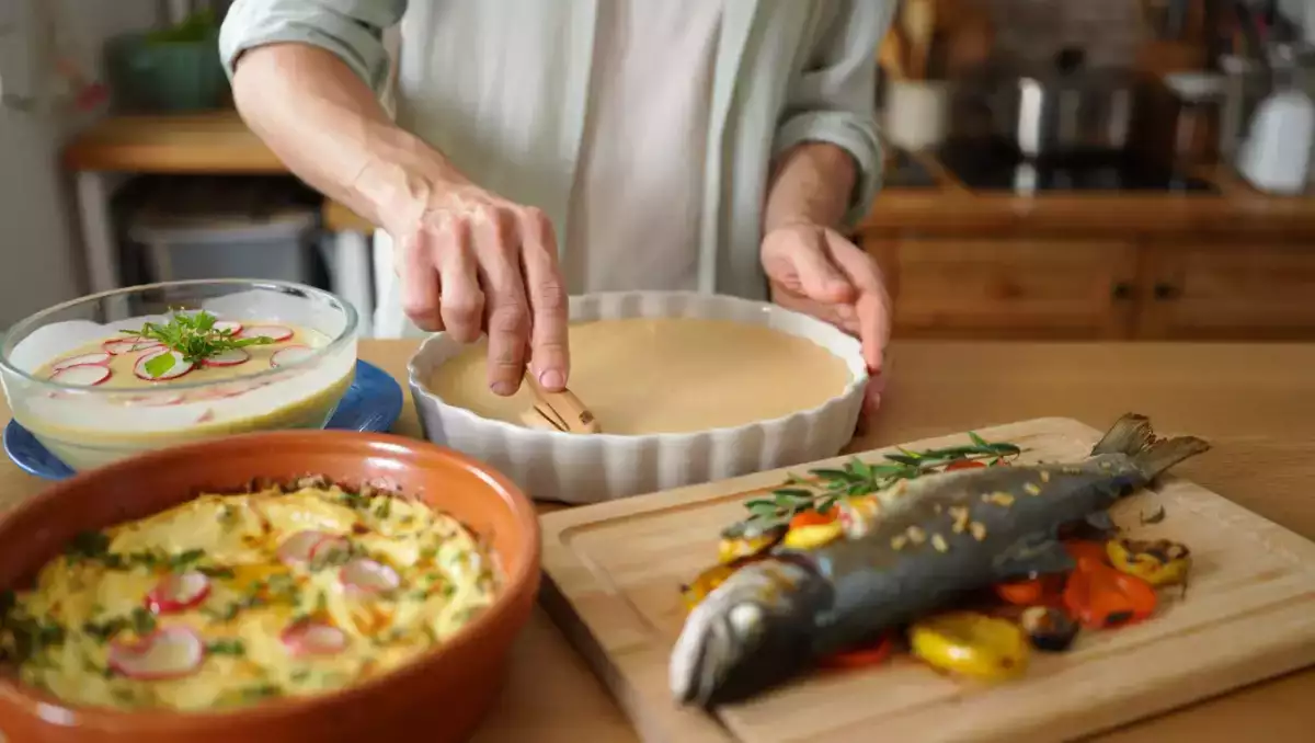 Menu sans gluten, 15 juin : alliant fraîcheur et gourmandise avec une soupe froide, une truite au four et un flan marbré