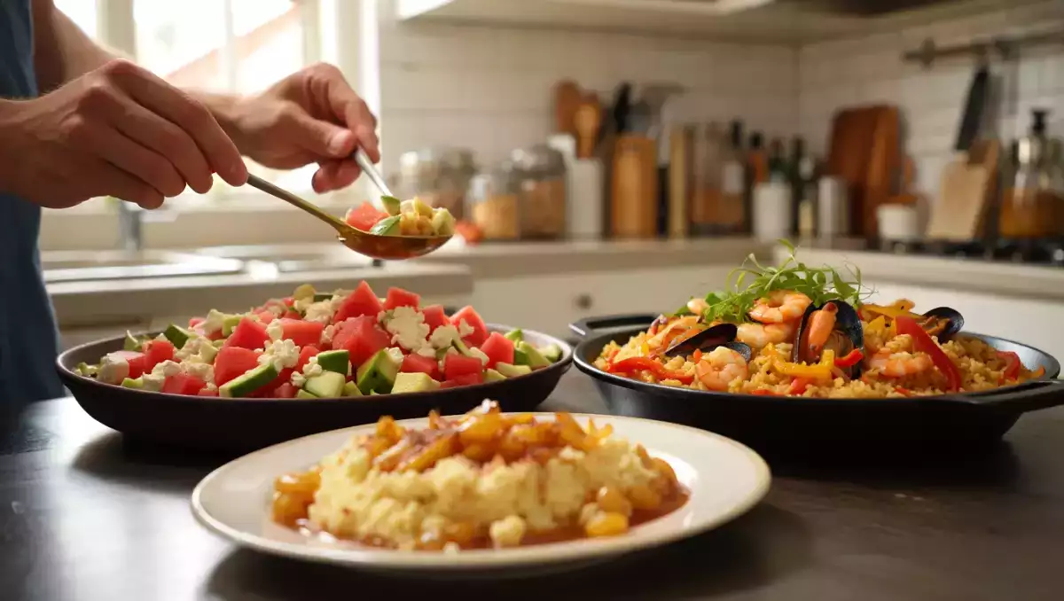 Menu sans gluten, 30 juin : fraîcheur estivale avec une paella colorée et un riz au lait gourmand