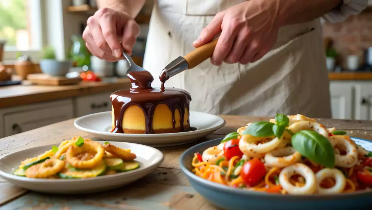 Menu du jour, 16 juillet : beignets de fleurs de courgettes, salade et gâteau au chocolat