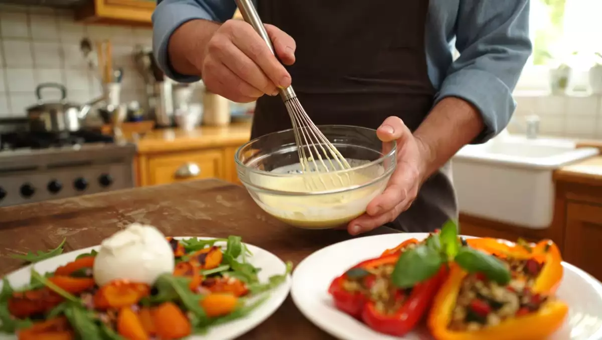 Menu du jour, 4 juillet : salade d'abricots rôtis, poivrons farcis et gâteau magique à la vanille