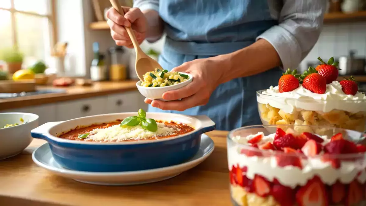Menu du jour, 2 juillet : courgettes, pâtes gourmandes et trifle aux fraises