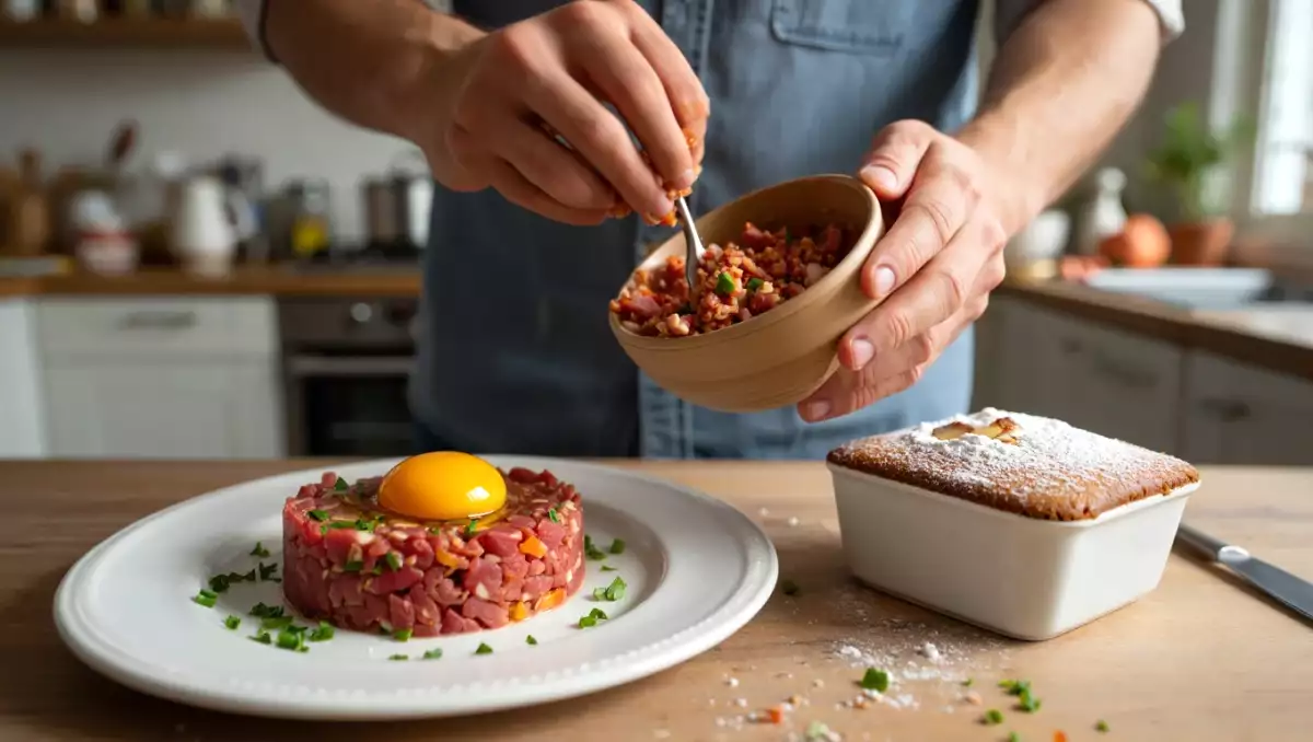 Menu sans gluten, 9 juillet : rillettes de chorizo, steak tartare et gâteau moelleux aux amandes