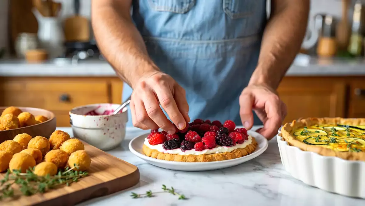 Menu végétarien, 31 juillet : croquettes au camembert, flan de courgettes et biscuit fruité