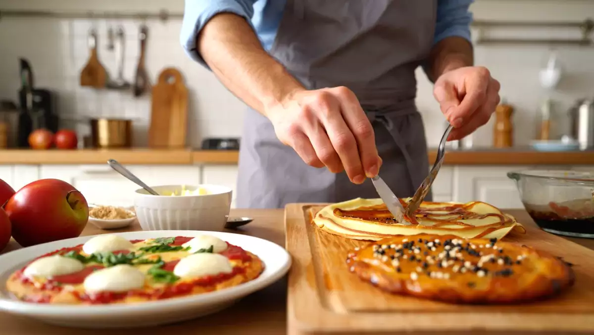 Menu végétarien, 15 juillet : couronne pizza, choux-choux soja et crêpes aux pommes