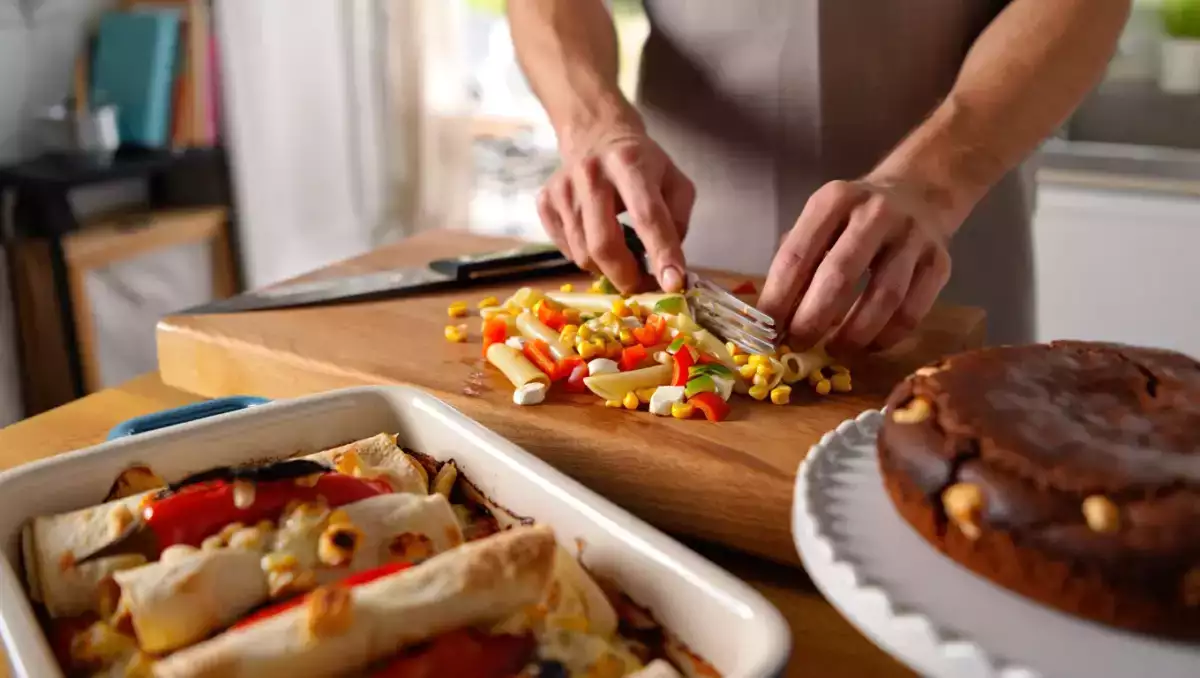 Menu végétarien, 7 juillet : salade de pâtes, enchiladas et gâteau aux noisettes