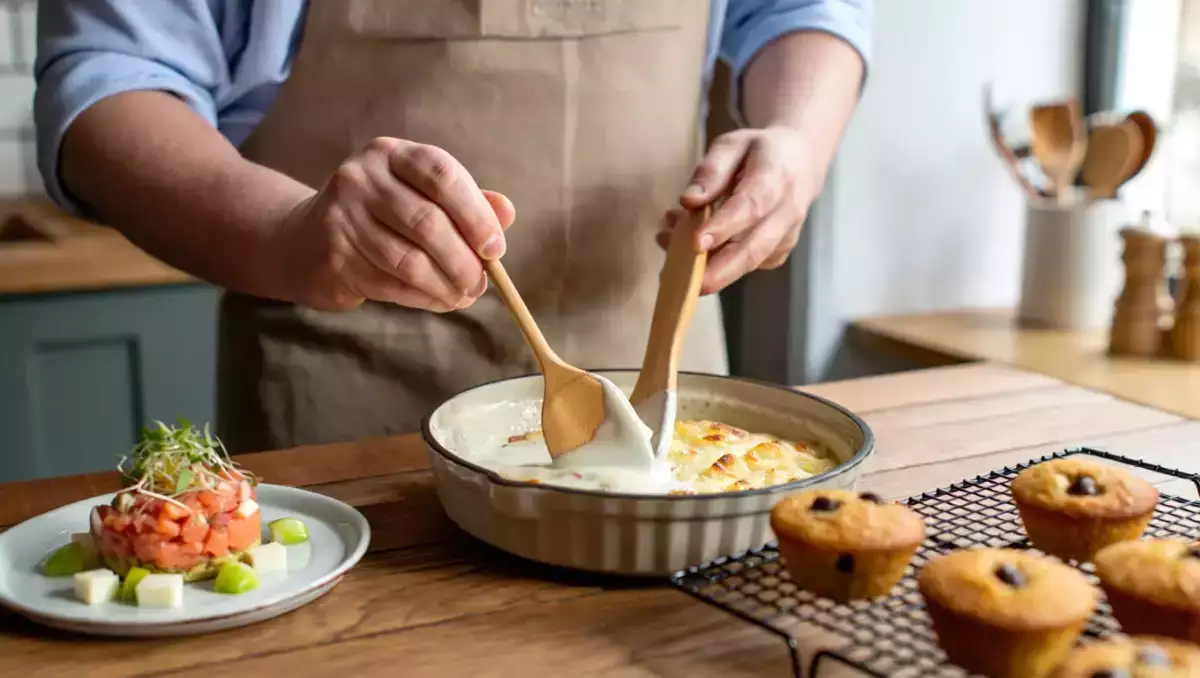 Menu du jour, 13 août : tartare de saumon, gratin de pâtes et muffins gourmands