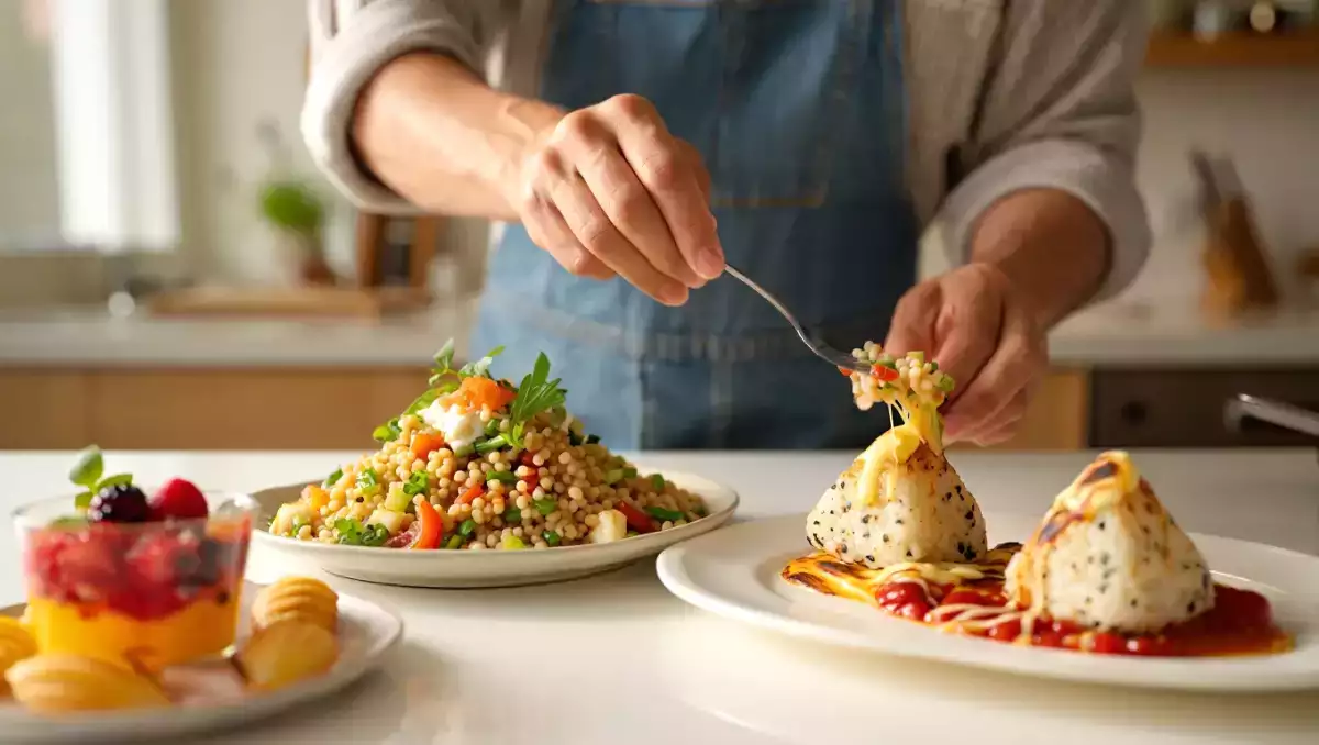 Menu du jour, 6 août : salade de couscous perlé, onigiri grillés et charlotte aux fruits rouges