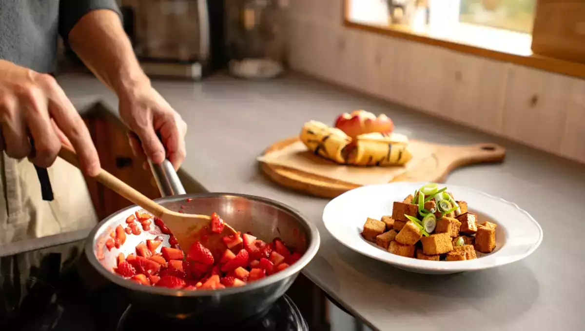 Menu végétarien, 19 août : gaspacho, tofu mariné et chaussons aux pommes