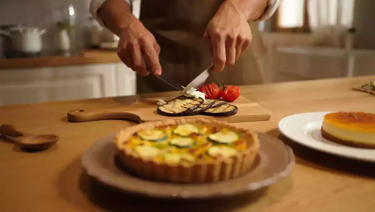 Menu végétarien, 13 août : aubergines grillées, quiche de courgette et crème catalane
