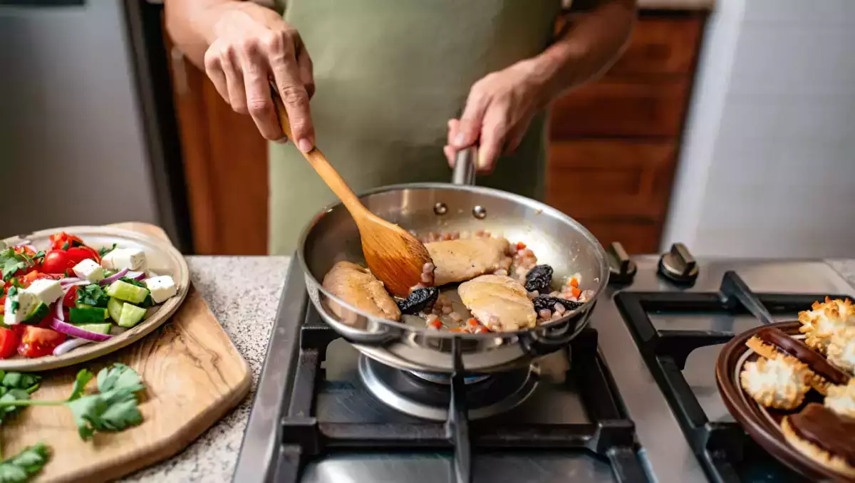 Menu sans gluten, 3 août : salade grecque, escalopes de poulet aux pruneaux, rochers moelleux à la noix de coco