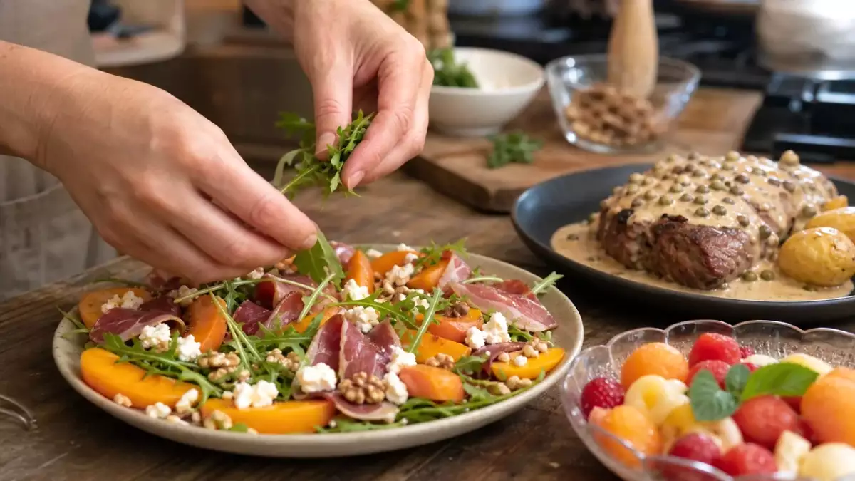 Menu du jour, 8 septembre : salade fruitée au magret de canard, pavé de boeuf crémeux et coupe melon fruitée