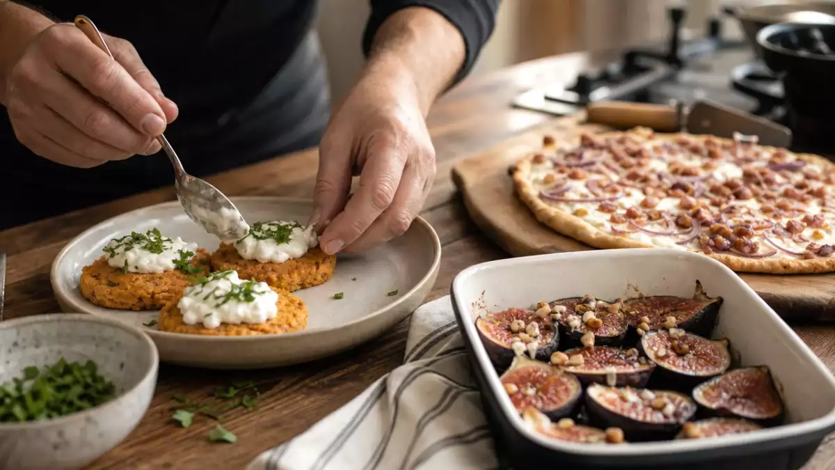 Menu du jour, 14 septembre : galettes de lentilles corail, flammekueche et figues rôties