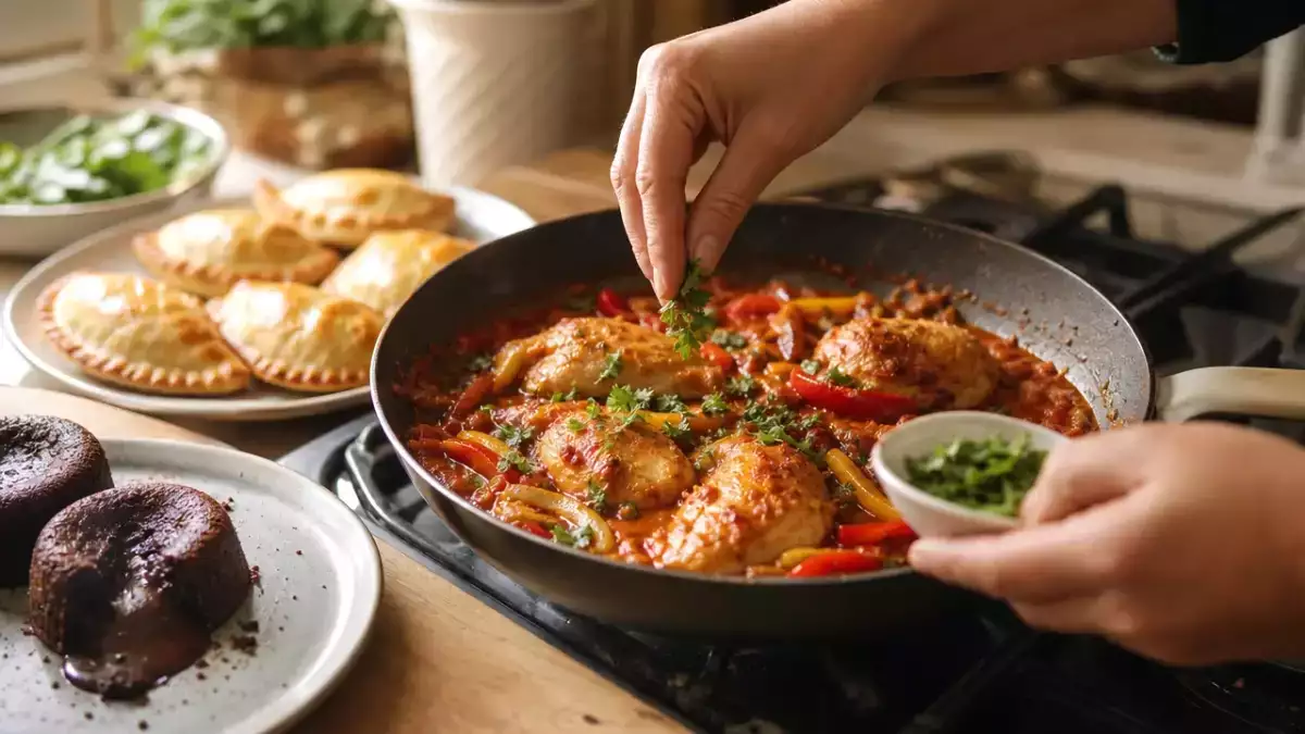 Menu du jour, 17 septembre : empanadillas au thon, poulet basquaise et fondant au chocolat