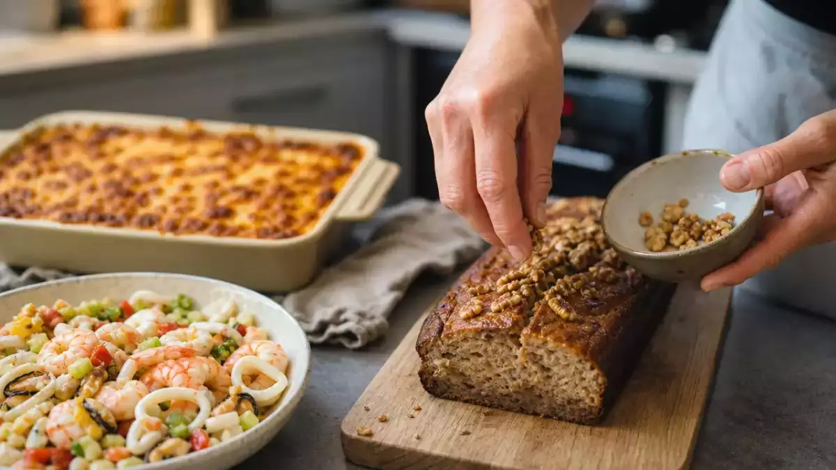 Menu du jour, 15 septembre : une salade de la mer, des lasagnes à la bolognaise et un cake à la banane sans sucre