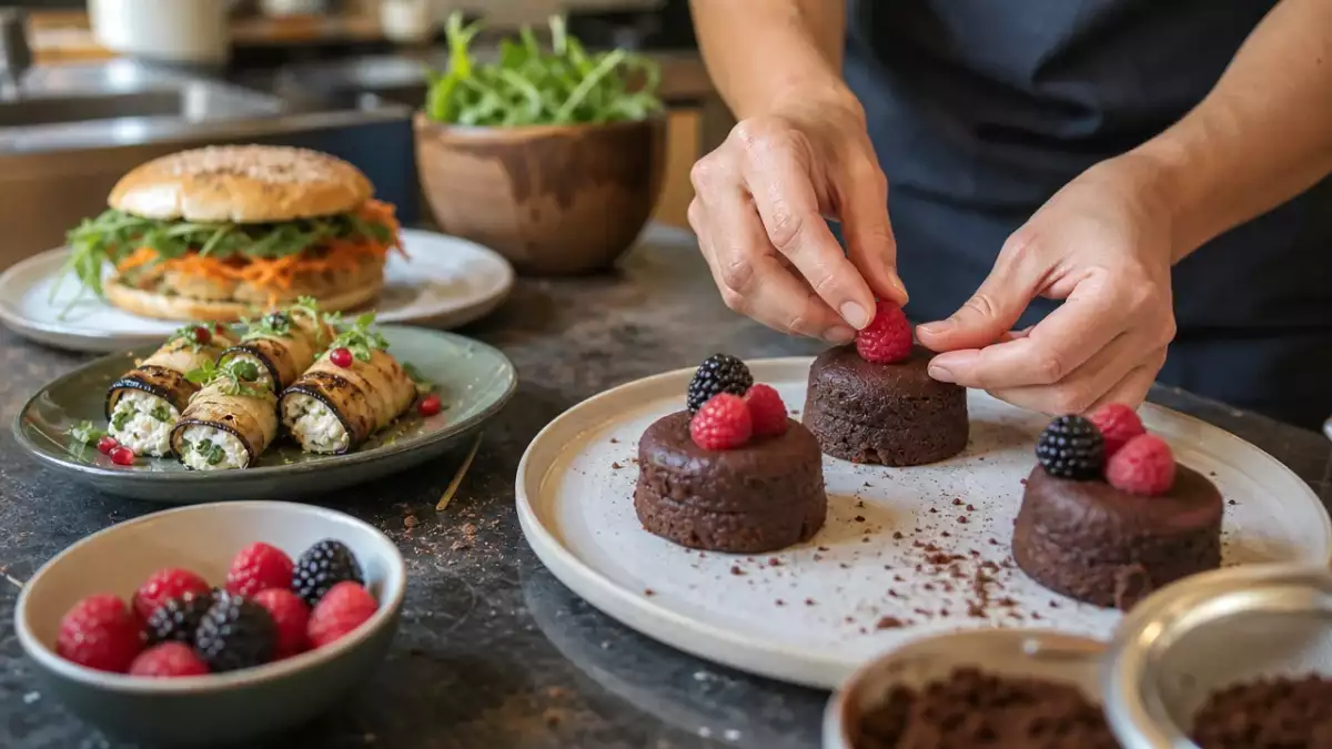 Menu du jour, 18 septembre : Roulé d'aubergines à la feta, Hamburger de poisson et Petits gâteaux moelleux