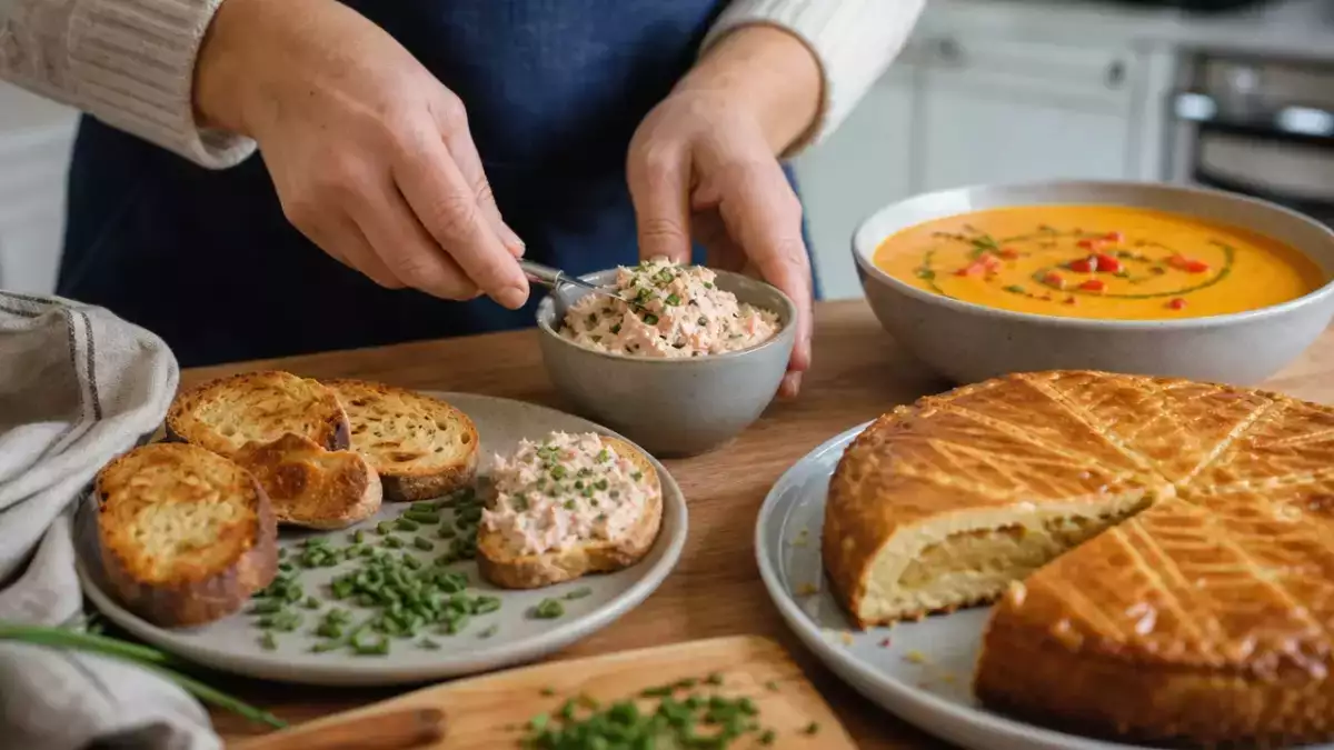 Menu du jour, 27 septembre : rillettes de saumon, potage de potiron butternut et gâteau basque