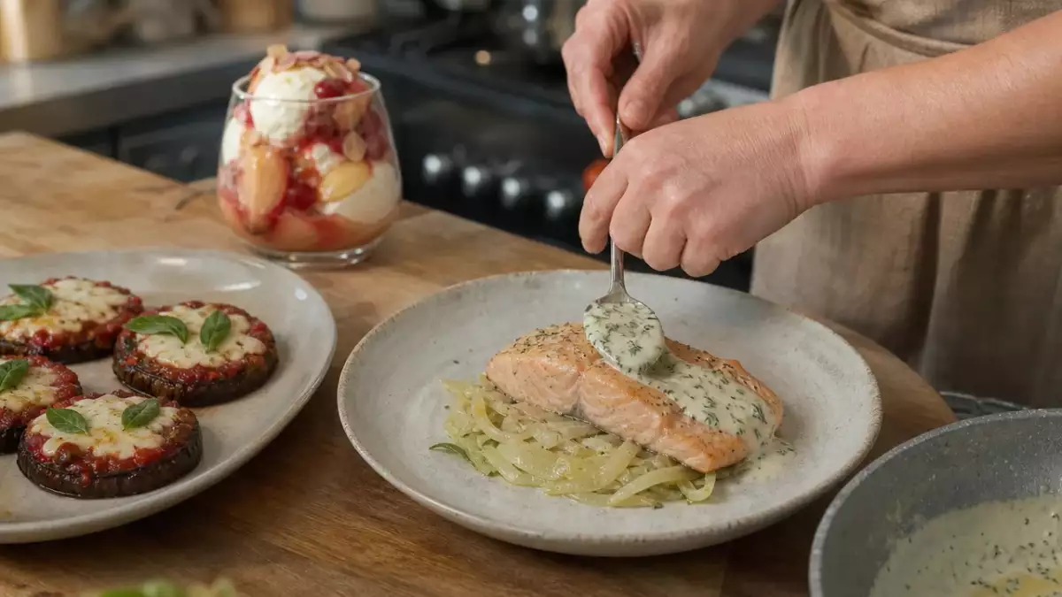 Menu sans gluten, 2 septembre : saveurs estivales avec des mini pizzas d'aubergine et un pavé de saumon