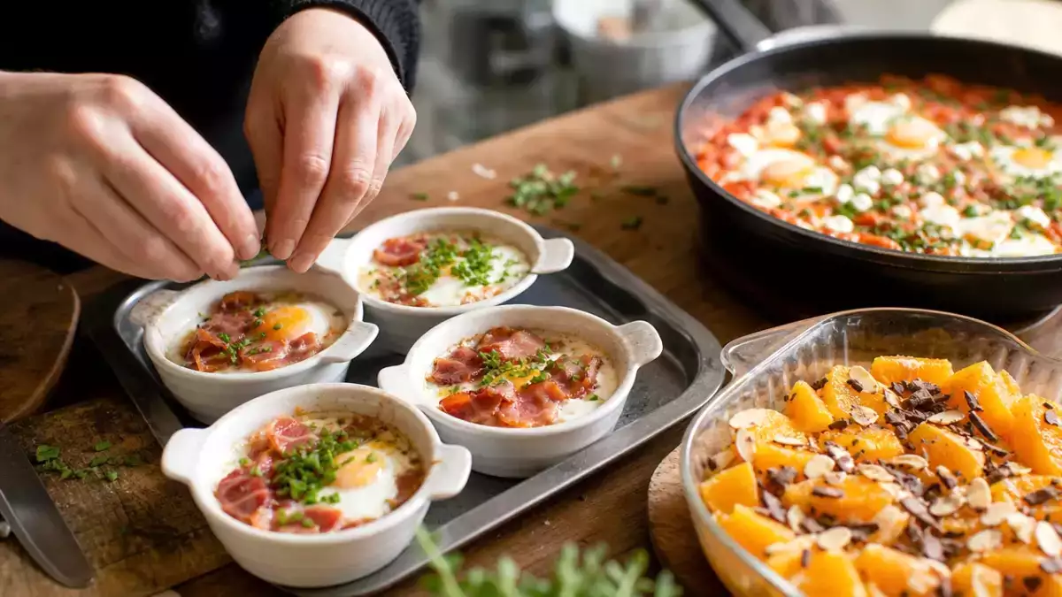 Menu sans gluten, 7 septembre : oeufs cocotte, chakchouka et oranges gourmandes