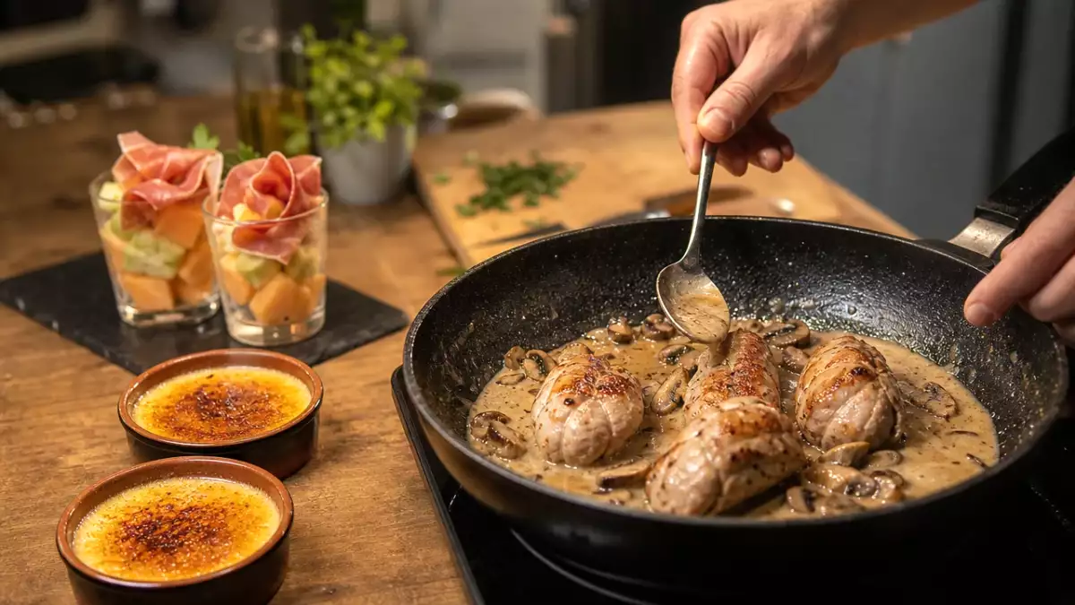 Menu sans gluten, 30 septembre : fraîcheur en verrine, paupiettes savoureuses et crème brûlée classique