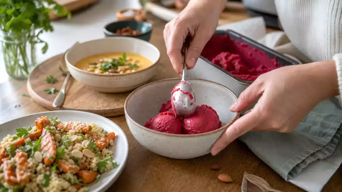 Menu végétarien, 8 septembre : taboulé, un velouté et un sorbet