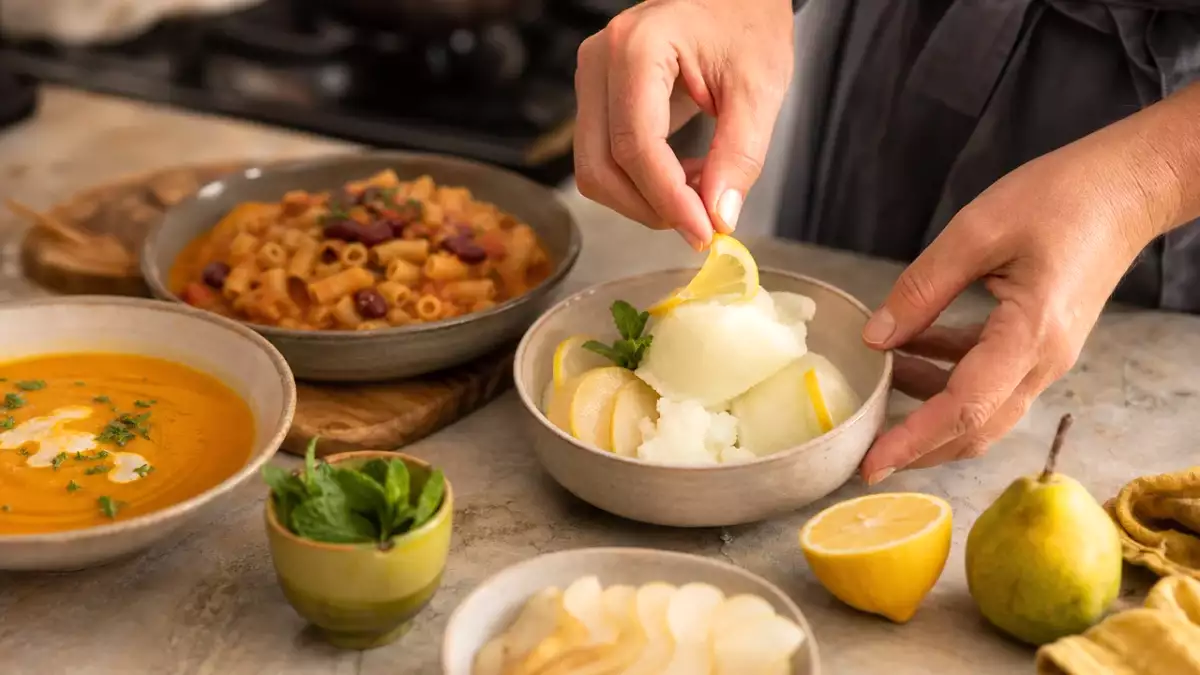 Menu végétarien, 21 septembre : butternut, pâtes et sorbet