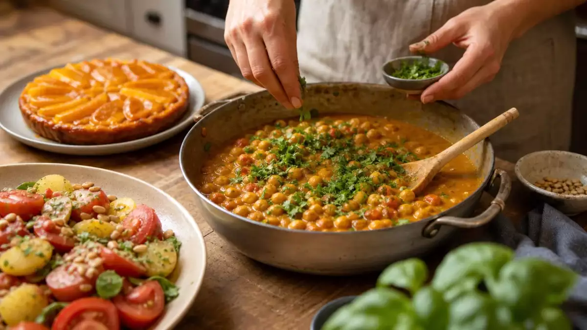 Menu végétarien, 1 octobre : une expérience gourmande avec curry de pois chiches et tarte aux mangues