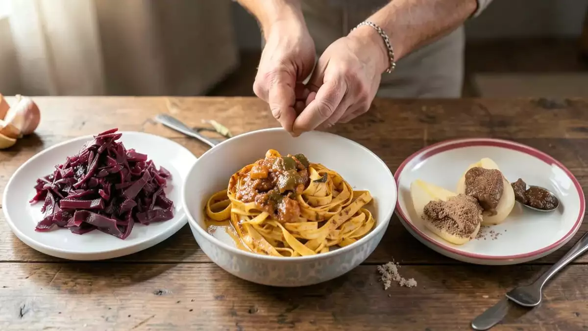 Menu végétarien, 21 octobre :chou rouge, tagliatelles et douceurs fruitées