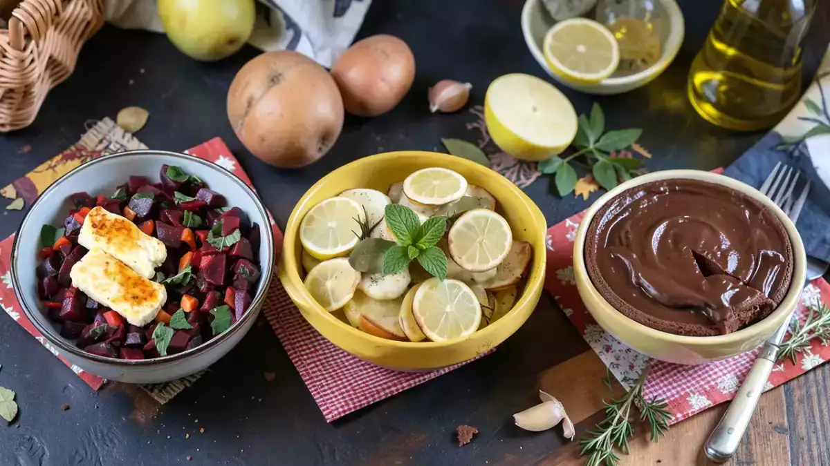 Menu sans gluten, 1 octobre : salade de betteraves au halloumi grillé, cabillaud au four, flan au chocolat