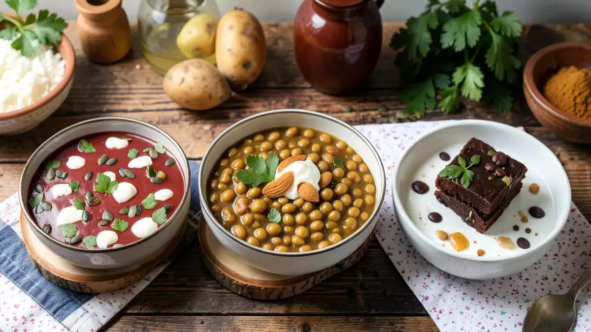 Menu sans gluten, 10 octobre : soupe de betterave colorée, dahl de lentilles corail réconfortant et brownie protéiné