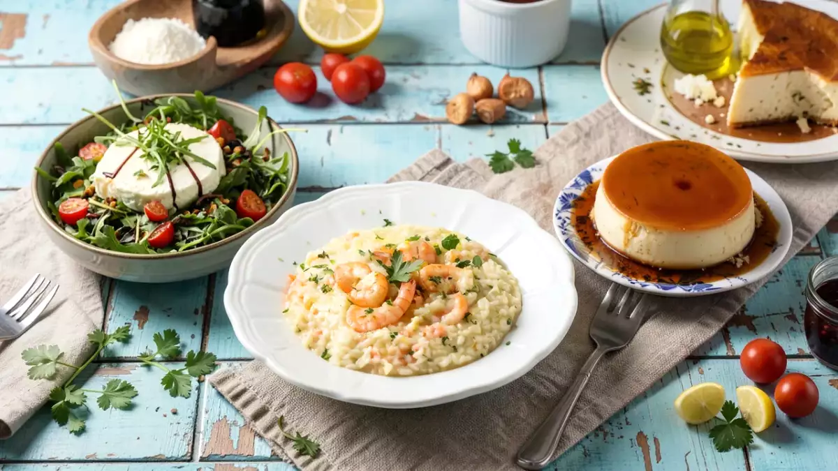 Menu sans gluten, 12 octobre : une salade croquante, un risotto crémeux et un flan onctueux