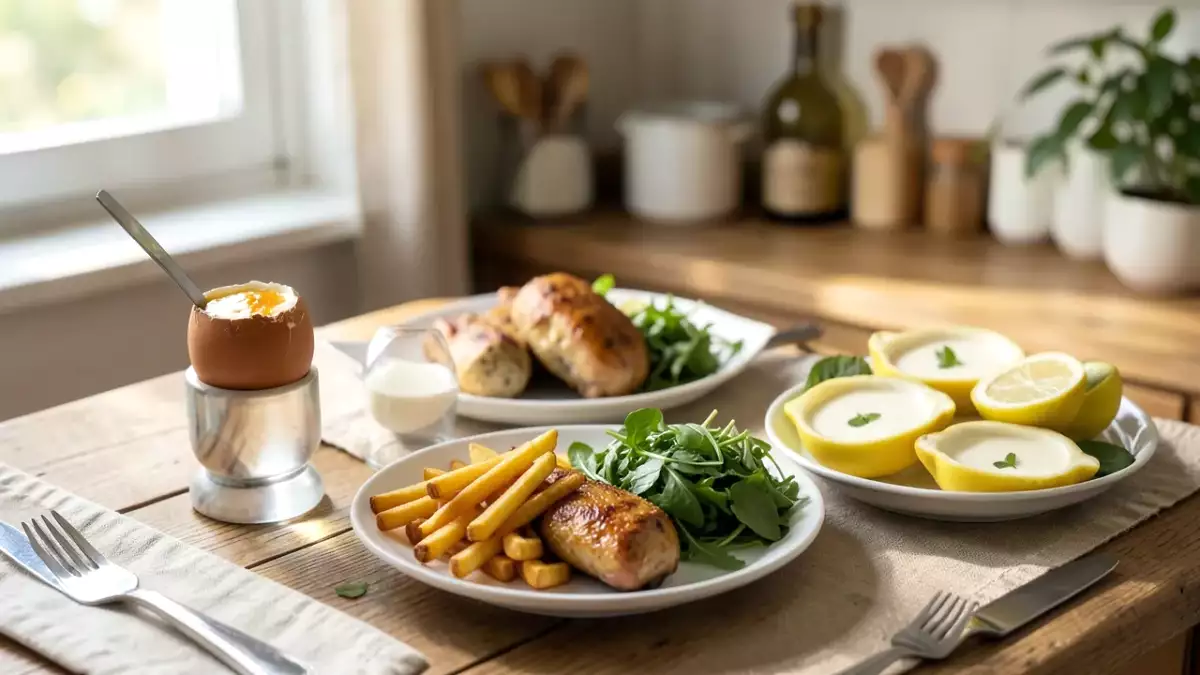 Menu sans gluten, 20 octobre : des œufs à la coque, frites de patates douces et un lemon posset rafraîchissant