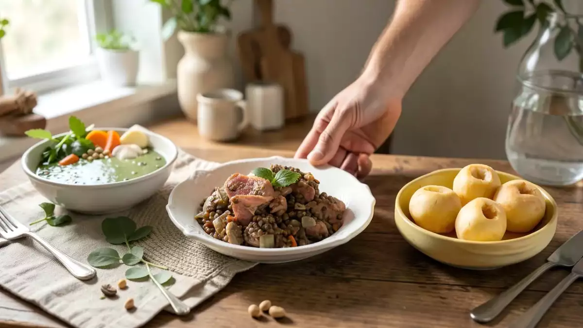 Menu sans gluten, 22 octobre : réconfort et saveurs avec soupe, lentilles et pommes au four