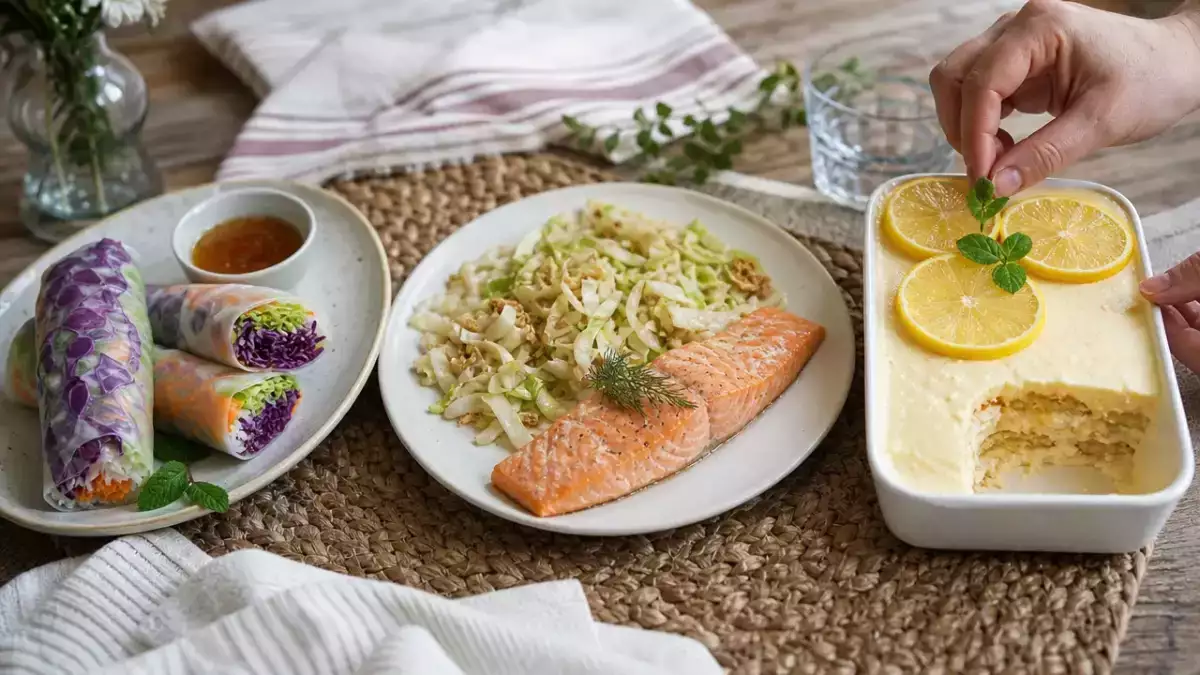 Menu du jour, 19 octobre : rouleaux de printemps, pavé de saumon et tiramisu au citron