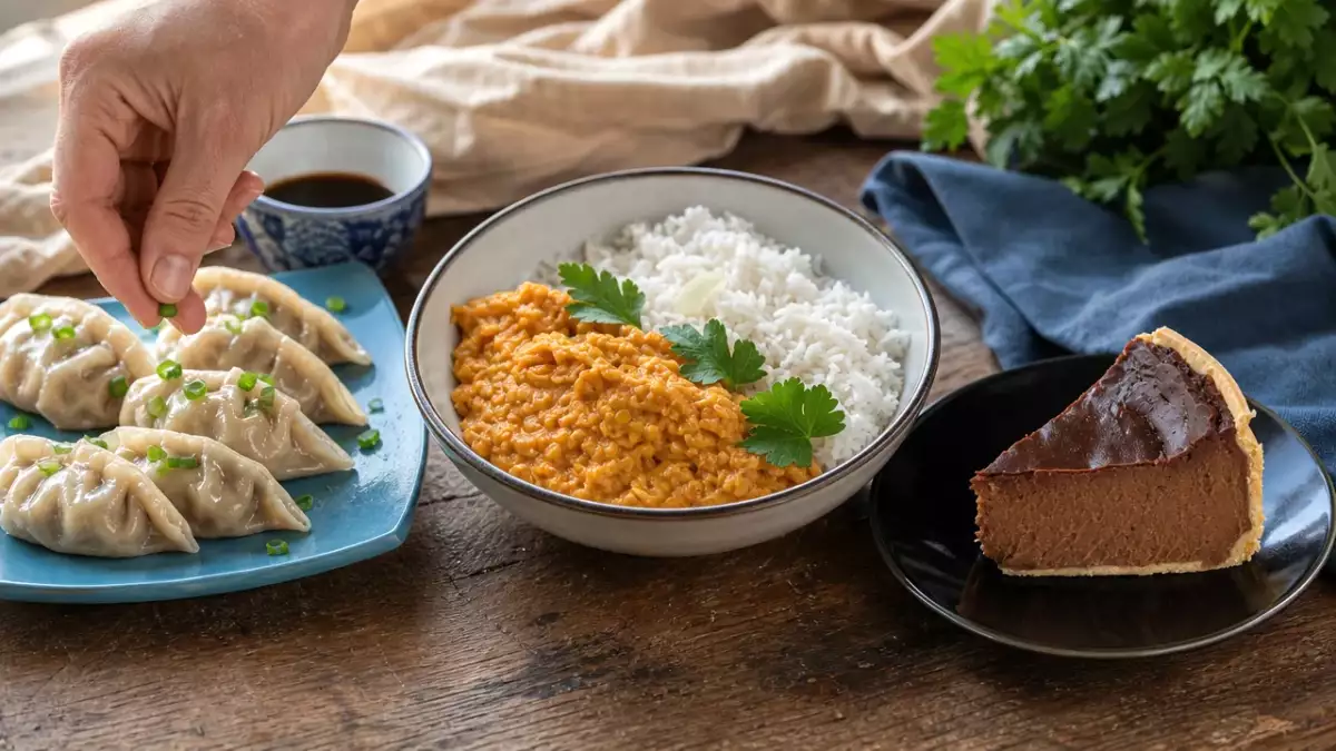 Menu du jour, 13 octobre : gyozas au poulet, dahl de lentilles corail et flan pâtissier au chocolat