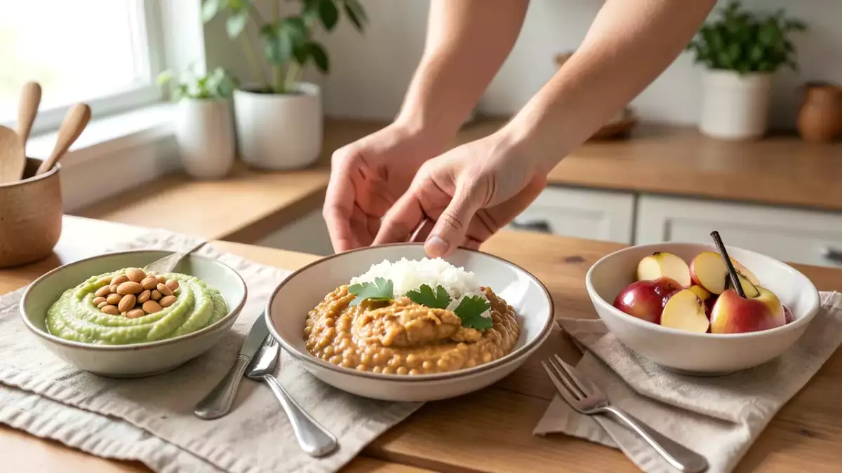 Menu végétarien, 27 octobre : courgette aux amandes, lentilles corail et compote vanillée