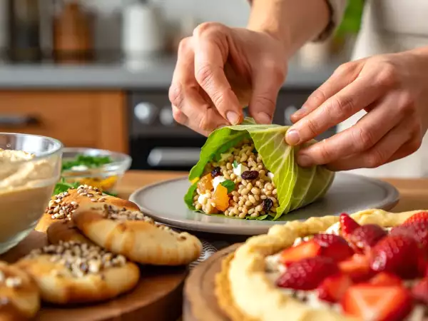 Menu végétarien, 21 mai : un voyage de saveurs avec houmous, chou farci et tarte aux fraises