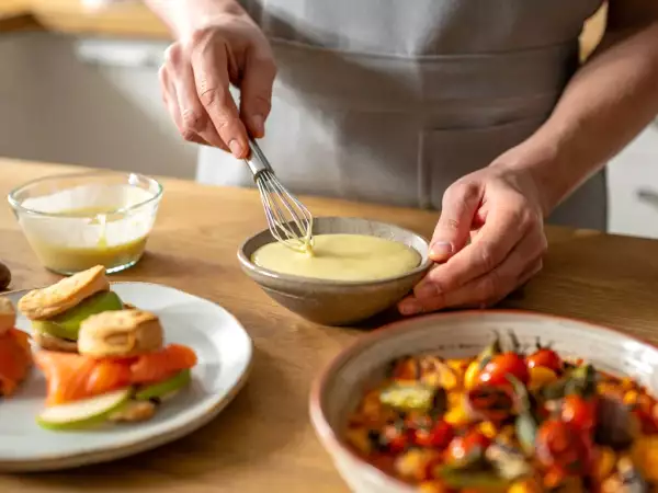 Menu sans gluten, 9 juin : mille-feuille de saumon, une chakchouka colorée et un fondant citron