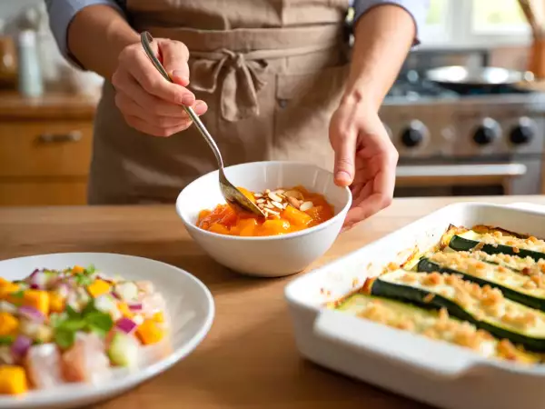 Menu sans gluten, 26 juin : ceviche de cabillaud, gratin de courgettes au parmesan et compote d'abricots