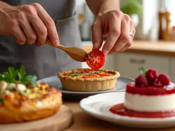 Menu du jour, 26 juillet : préfou à l'ail, une quiche tomate feta et une panna cotta à la vanille