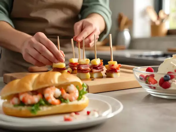 Menu du jour, 22 juillet : brochettes apéritives, sandwichs briochés et glace vegan