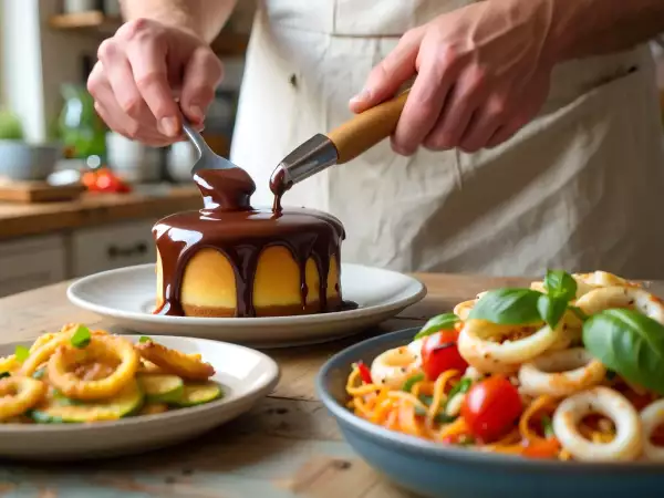 Menu du jour, 16 juillet : beignets de fleurs de courgettes, salade et gâteau au chocolat