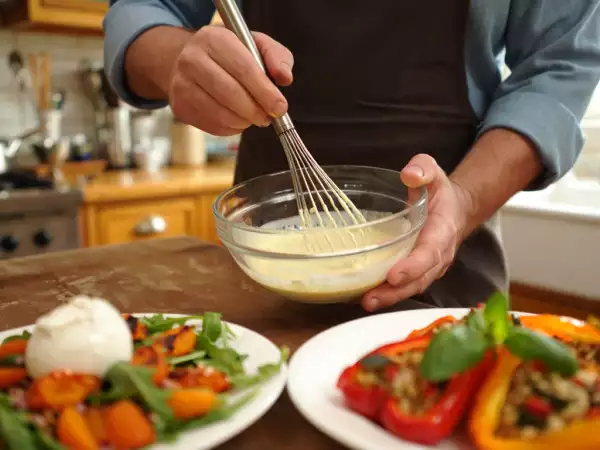 Menu du jour, 4 juillet : salade d'abricots rôtis, poivrons farcis et gâteau magique à la vanille