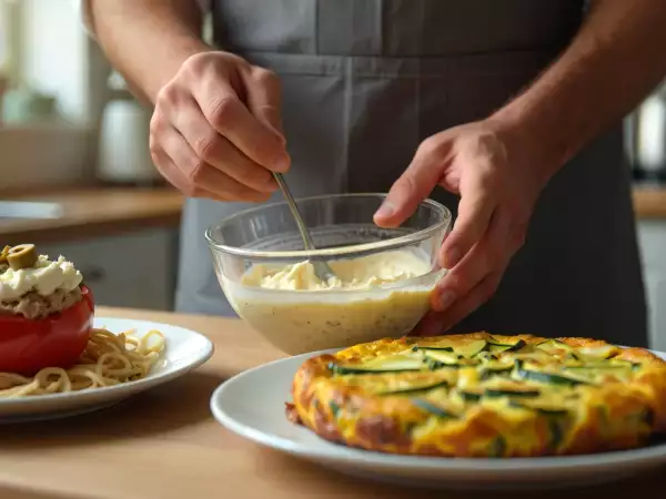 Menu sans gluten, 4 juillet : tomates farcies, frittata de courgettes et crème mousseuse aux pruneaux