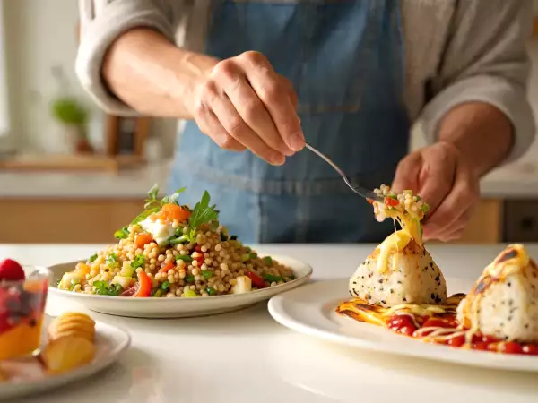 Menu du jour, 6 août : salade de couscous perlé, onigiri grillés et charlotte aux fruits rouges